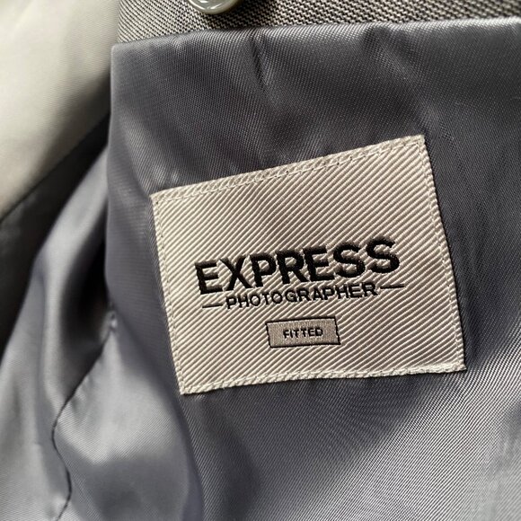 Express Photographer Fitted Men's Suit - Light Gray - 40R/33×32 - Wool Blend - Picture 3 of 5